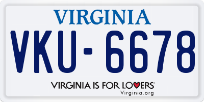 VA license plate VKU6678