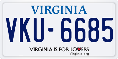 VA license plate VKU6685