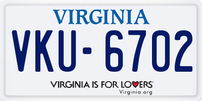 VA license plate VKU6702
