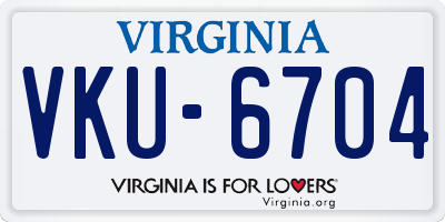 VA license plate VKU6704