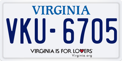 VA license plate VKU6705
