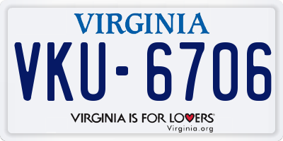 VA license plate VKU6706