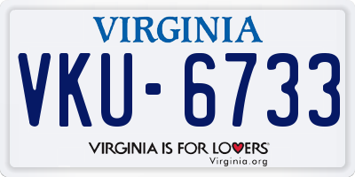 VA license plate VKU6733
