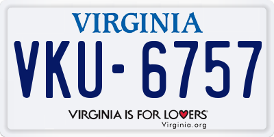 VA license plate VKU6757