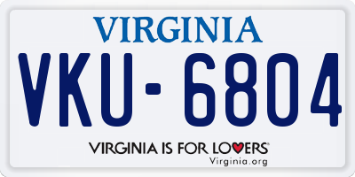 VA license plate VKU6804