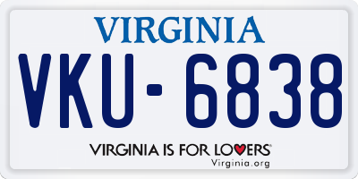 VA license plate VKU6838
