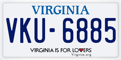 VA license plate VKU6885