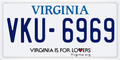 VA license plate VKU6969