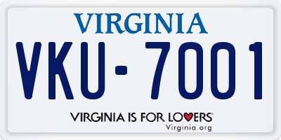 VA license plate VKU7001