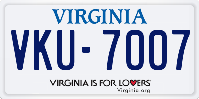 VA license plate VKU7007