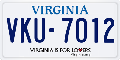VA license plate VKU7012