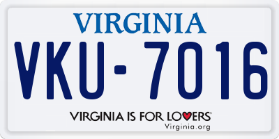 VA license plate VKU7016