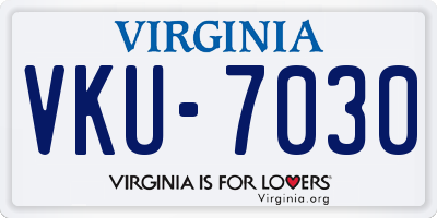 VA license plate VKU7030