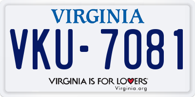 VA license plate VKU7081