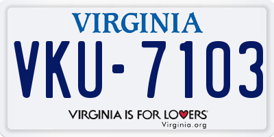 VA license plate VKU7103