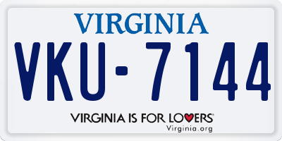 VA license plate VKU7144