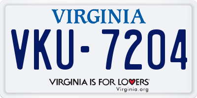 VA license plate VKU7204