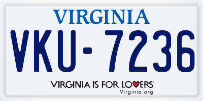 VA license plate VKU7236