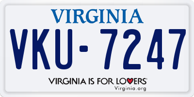 VA license plate VKU7247