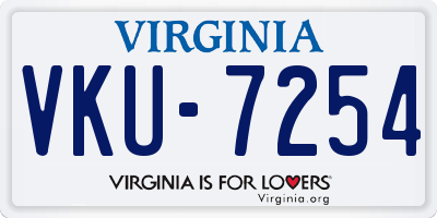 VA license plate VKU7254