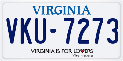 VA license plate VKU7273