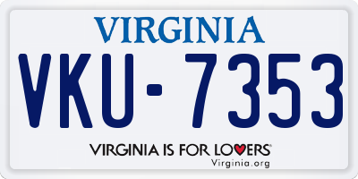 VA license plate VKU7353