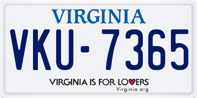 VA license plate VKU7365
