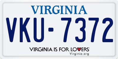 VA license plate VKU7372