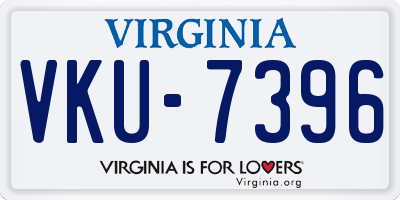 VA license plate VKU7396