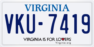 VA license plate VKU7419