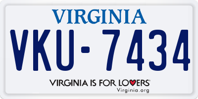 VA license plate VKU7434