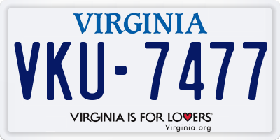 VA license plate VKU7477