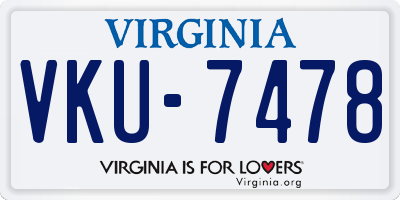 VA license plate VKU7478