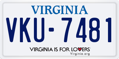 VA license plate VKU7481