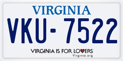 VA license plate VKU7522