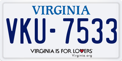 VA license plate VKU7533