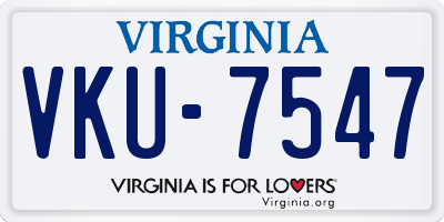 VA license plate VKU7547