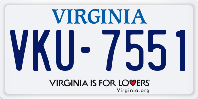 VA license plate VKU7551