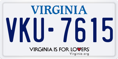 VA license plate VKU7615