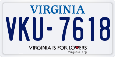 VA license plate VKU7618