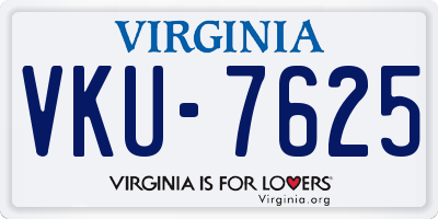 VA license plate VKU7625