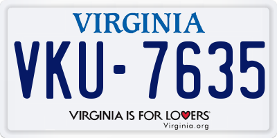 VA license plate VKU7635