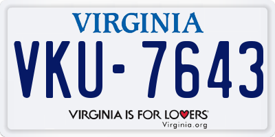VA license plate VKU7643
