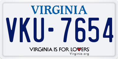 VA license plate VKU7654