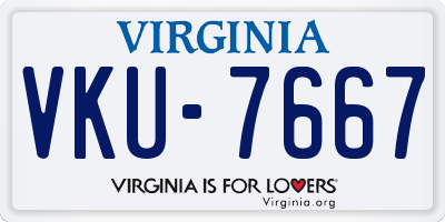 VA license plate VKU7667