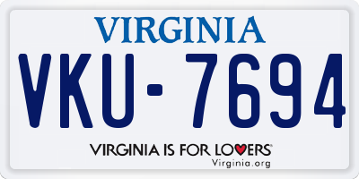 VA license plate VKU7694
