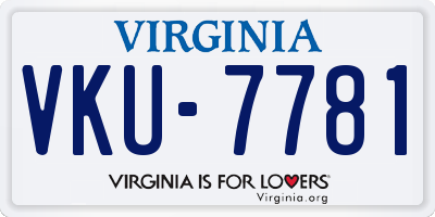 VA license plate VKU7781