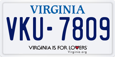 VA license plate VKU7809
