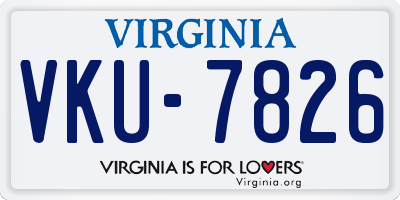 VA license plate VKU7826