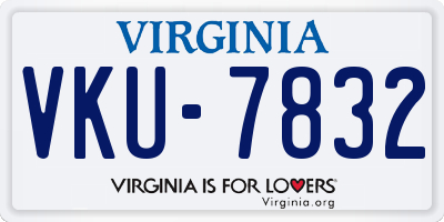 VA license plate VKU7832